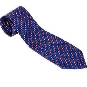 Geoffrey Beene Tie Blue Silk Necktie Pink Made USA 100% Imported Silk 58" x 4"